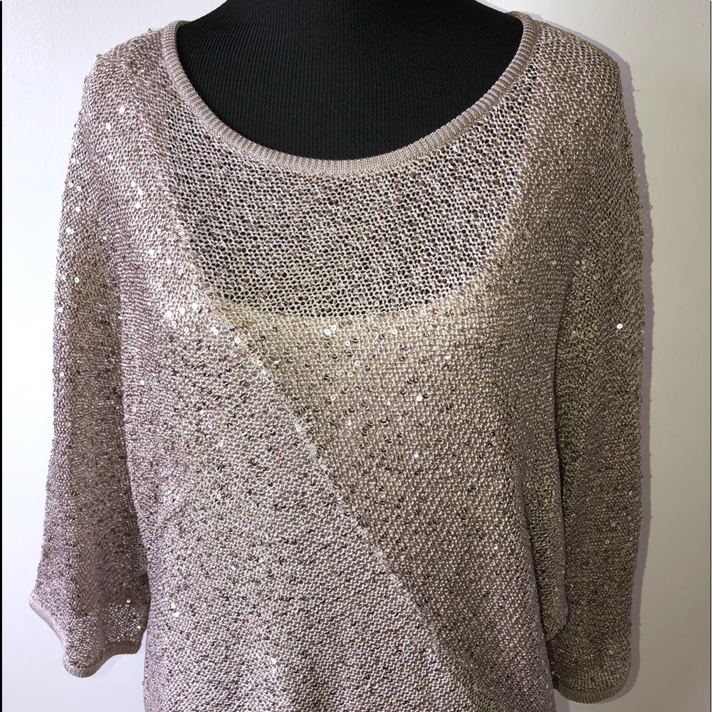 NWOT Glitterscape Champagne Knit Top  w/Tank